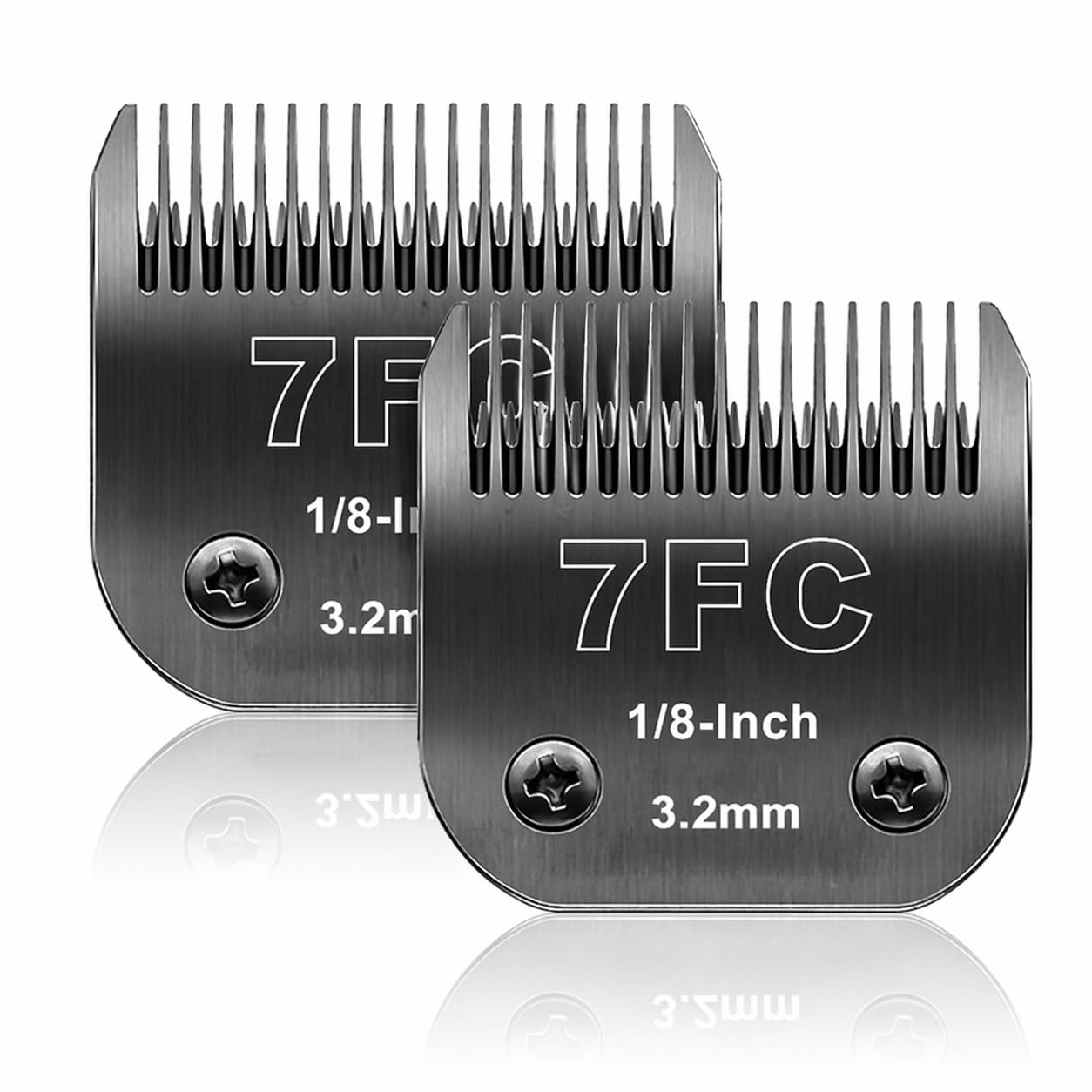 Replacement Blade for Dog Grooming, Compatible with Heiniger/MOSER Max45 /Andis/Oster A5/Wahl 10KM Series Dog Clippers, Size 7F 1/8 Inch (3.2 mm) Cutting Length, Pack of 2, Black
