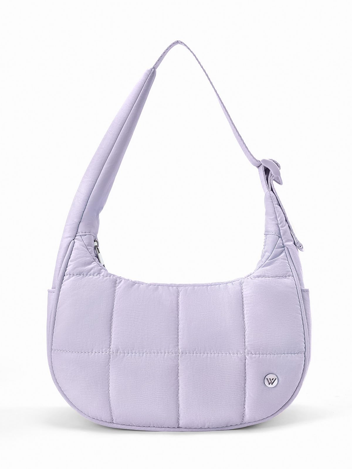 WESTBRONCO Small Puffer Crescent Shoulder Bag for Women, Nylon Quilted Shoulder Purses, Puffy Handbags with Adjustable Strap