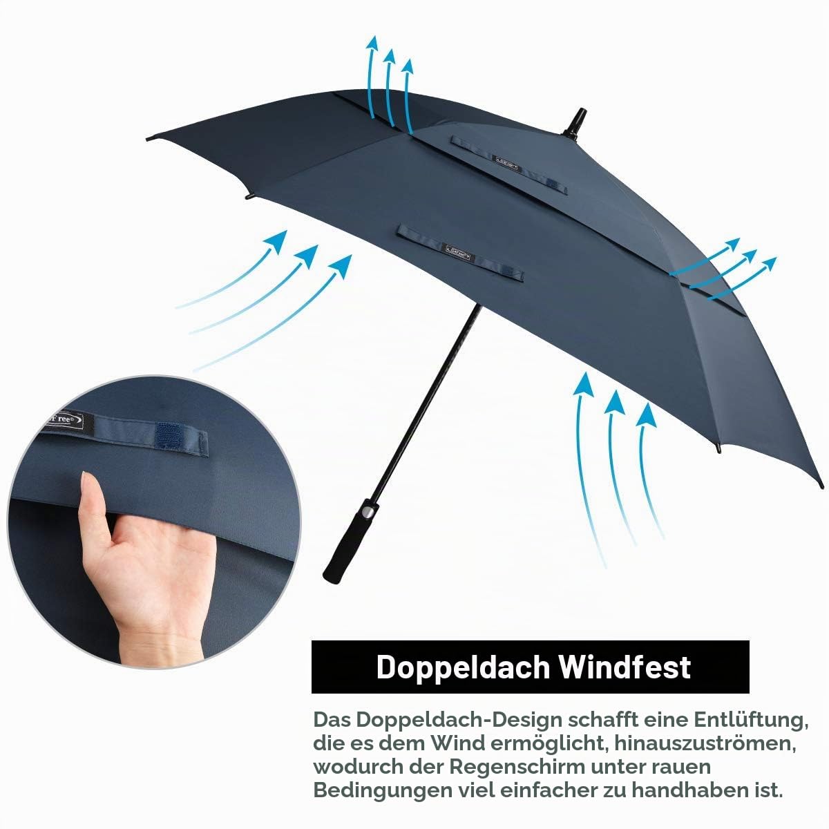 G4Free 62/68 Inch Quadratischer Golfschirm Übergroß Doppelt Überdachung für 2-4 Personen Großer Regenschirm Winddichter XXL Stockschirm Automatik Auf