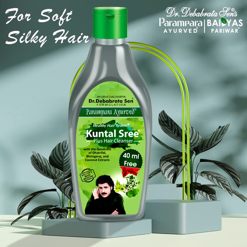Parampara Ayurved Kuntal Sree Plus Hair Cleanser | Anti Hair Fall Herbal Shampoo | Enriched with Bhringraj, Amla, Almond Oil Jojoba & Vitamin E | All Hair Types | 300ml