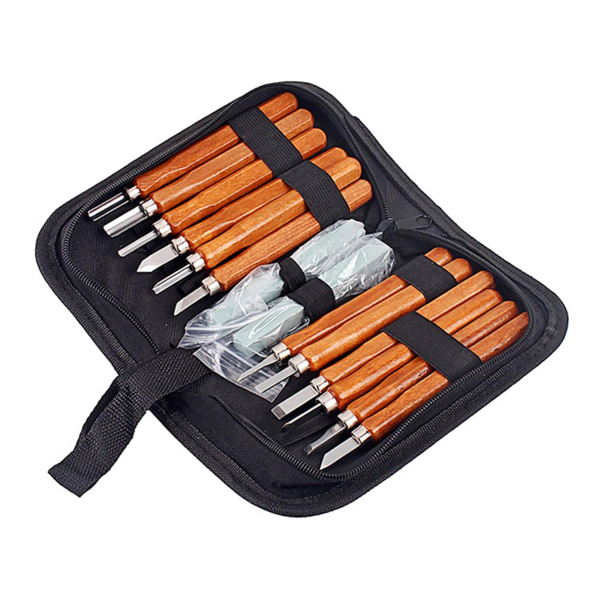 ARTIBETTER Beginner's Carving Tool Set 14pc Musical Instrument Carving Kit Whetstone Hard Material Easy to Carry