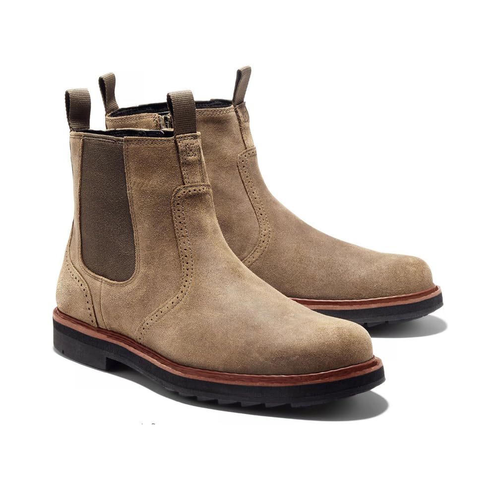 Botas De Chelsea para Hombre Botas De Cuero Botines De Trabajo Plano con Lado Cremallera