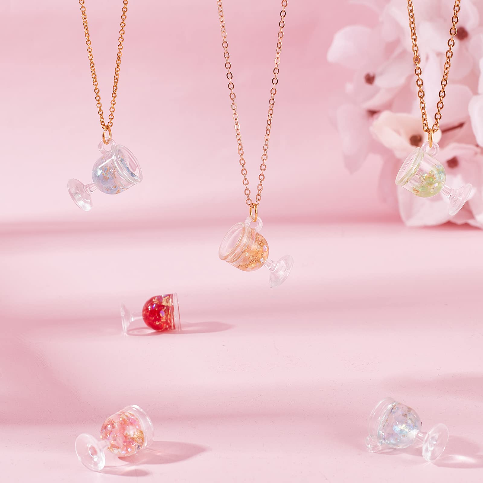 NBEADS 48 Ciondoli Per Orecchini A Forma Di Tazzina In Resina – 8 Colori Con Lamina, Mini Bicchiere, Per Creazione Gioielli Fai Da Te - 3