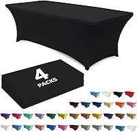 Vista 19 de ABCCANOPY - Funda de mesa de spandex elástica de 4 pies, mantel ajustado y resistente a arrugas, reutilizable para mesas plegables rectangulares