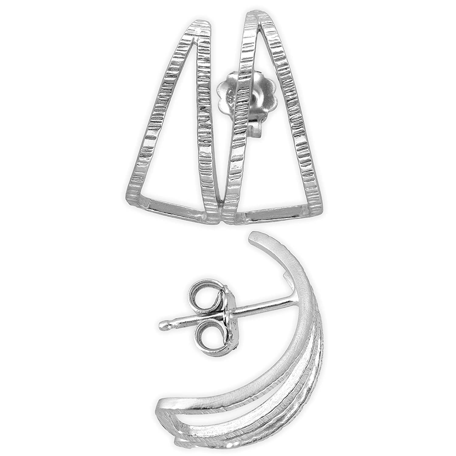 Geometrische Dreieck Ohrstecker Ohrringe aus 925 Sterlingsilber Gehämmert - Ungewöhnliche Moderne - Nickelfrei Hypoallergen - Handmade by Emmanuela