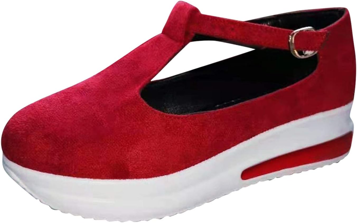 Kledbying 2021 New Flat Platform Sandals, Women's Summer Comfy Open Toe Ankle Strap Sandals, Beach Casual Shoes