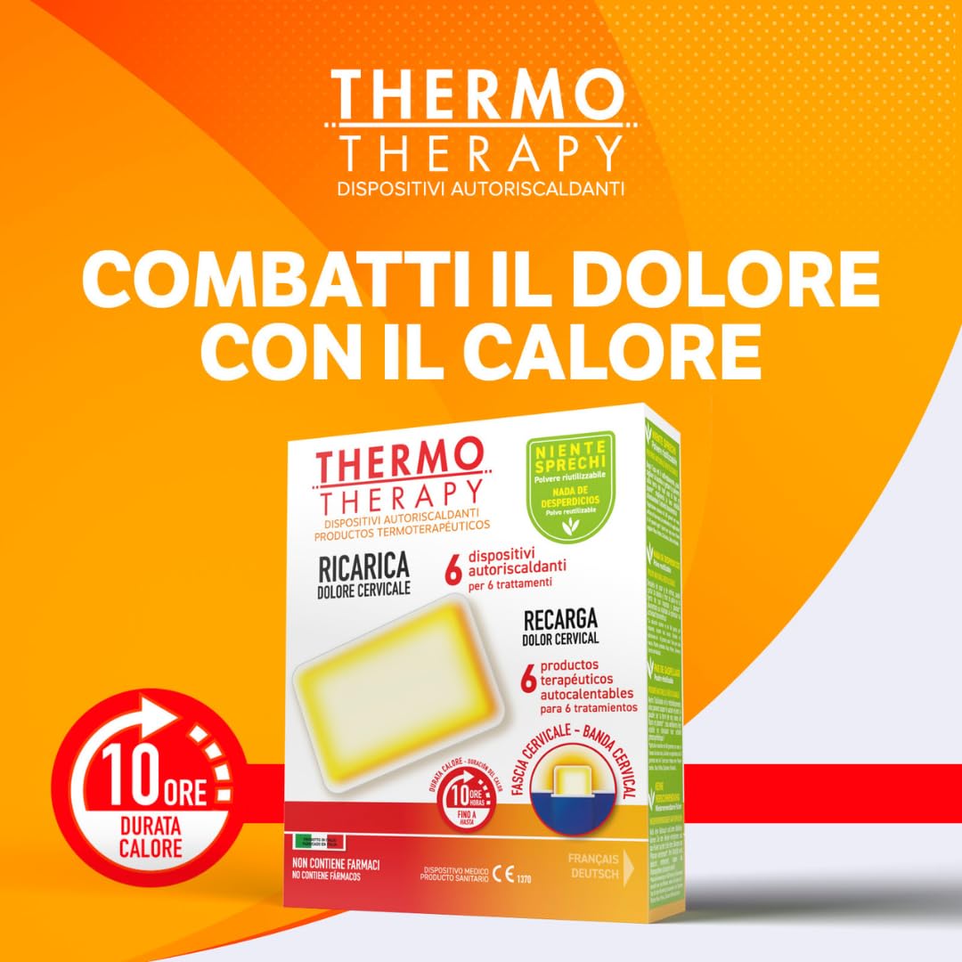 Thermo Therapy Ricarica Fascia Ricaricabile per Dolori Cervicali, Non Contiene Farmaci, Durata del Calore fino a 10 Ore, Confezione con 6 Dispositivi Terapeutici Autoriscaldanti