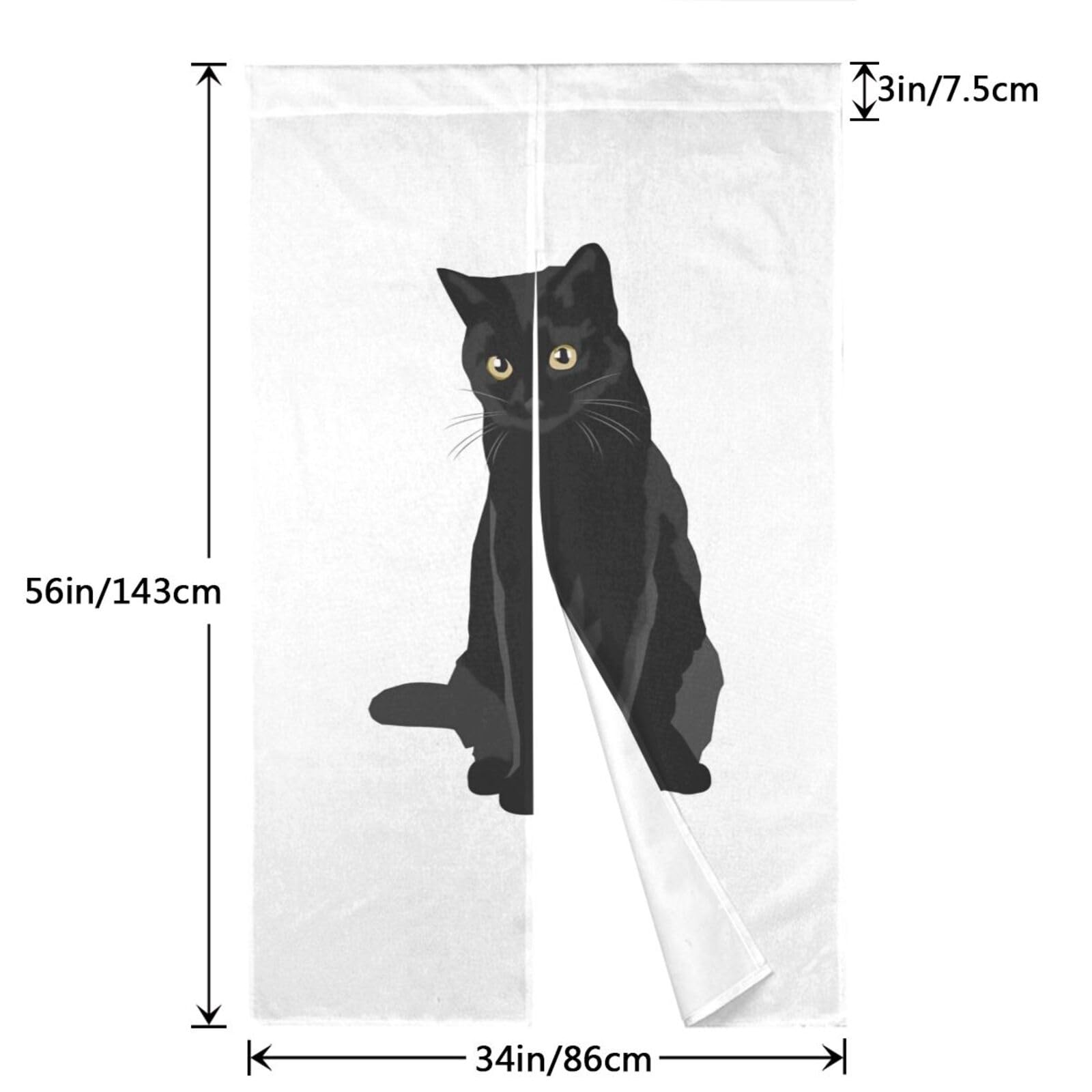 Amazon｜のれん 黒猫 猫柄 ネコ ドアカーテン 暖簾 間仕切りカーテン