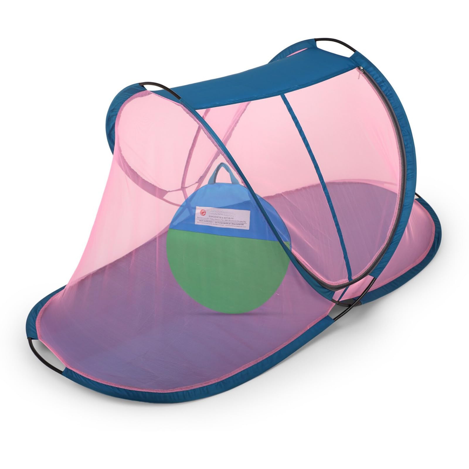 R.S Mosquito NET Emporium Polyester Foldable Lightweight Portable Single Bed Pink Machardani Mosquito net with Base