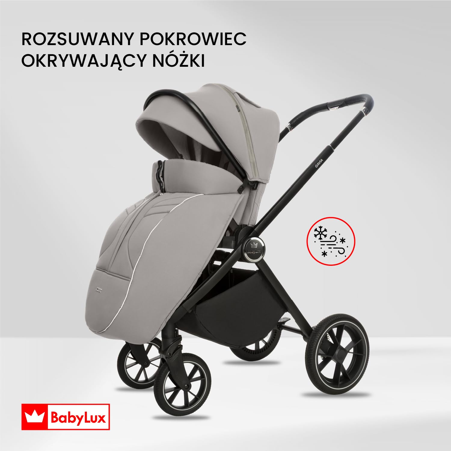 BabyLux Wielofunkcyjny Wózek Dziecięcy 3w1 GAVIA Lekki i Kompaktowy | Gondola, Spacerówka, Fotelik Samochodowy, Składana Aluminiowa Konstrukcja Stelaża, Regulowane oparcie, Akcesoria