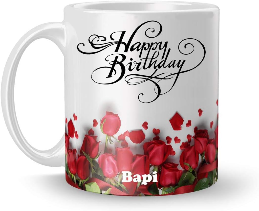 Happy Birthday BAPI Printed White Ceramic Mug (350) ml