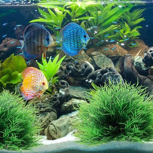 Image of 2 Pcs Aquarium Plants Decorations Fish Tank Decorations Artificial Fish Tank Plants Plastic Fishes Tanks Accessories Small Large Aquarium Decoration Plastic Artificial Plant(Light Green)
