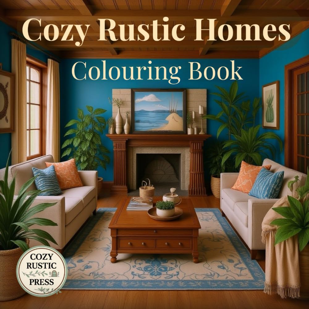 Cozy Rustic Homes Colouring Book: Rustic Kitchens, Bathrooms & Home Interiors for Adults