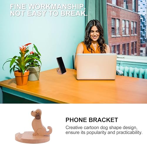 Miniatura 7 de Didiseaon Soporte para teléfono celular Soporte de madera para teléfono celular con forma de perro, soporte para tableta para teléfono en casa,