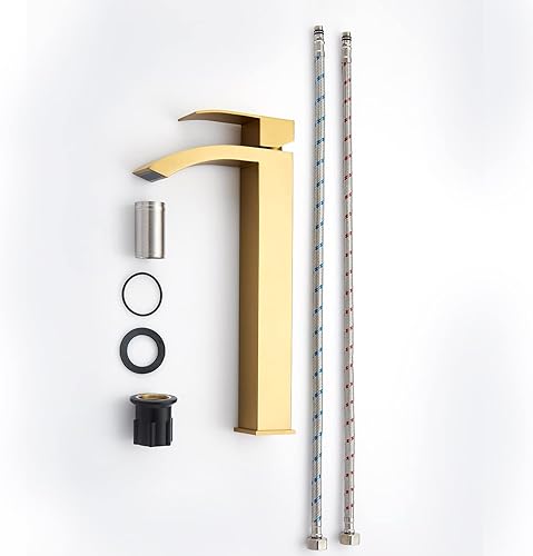 Miniatura 7 de Grifo de baño de oro cepillado, grifo de tocador moderno de un solo agujero, grifo de lavabo de baño de una sola manija, acero inoxidable, acabado