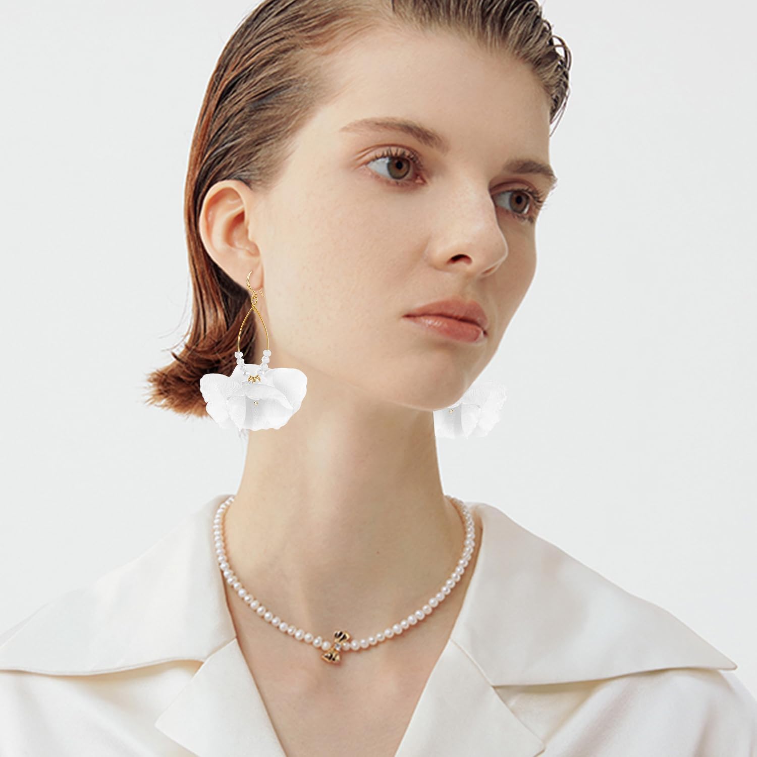 Bohemian Aesthetic Fabric Flower Geometry Hollow Lightweight Dangle Drop Earrings Unique Beaded Leaf Hook Earrings For Women Jewelry Gifts - Image 4