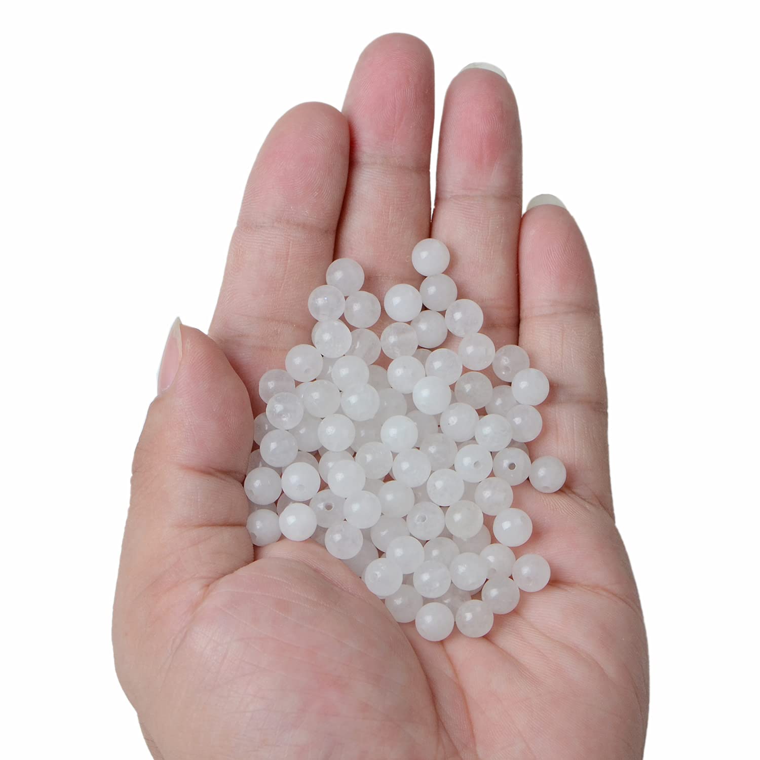 6 mm 60 perline sfuse in pietra naturale di giada bianca per gioielli fai da te braccialetto