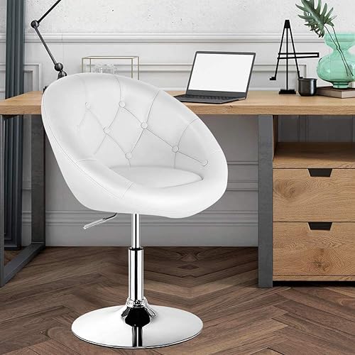 WATERJOY Silla giratoria de tocador con respaldo, silla de maquillaje moderna de altura ajustable con marco cromado para bar y bar WATERJOY Silla giratoria de tocador con respaldo, silla de maquillaje moderna de altura ajustable con marco cromado para bar y bar