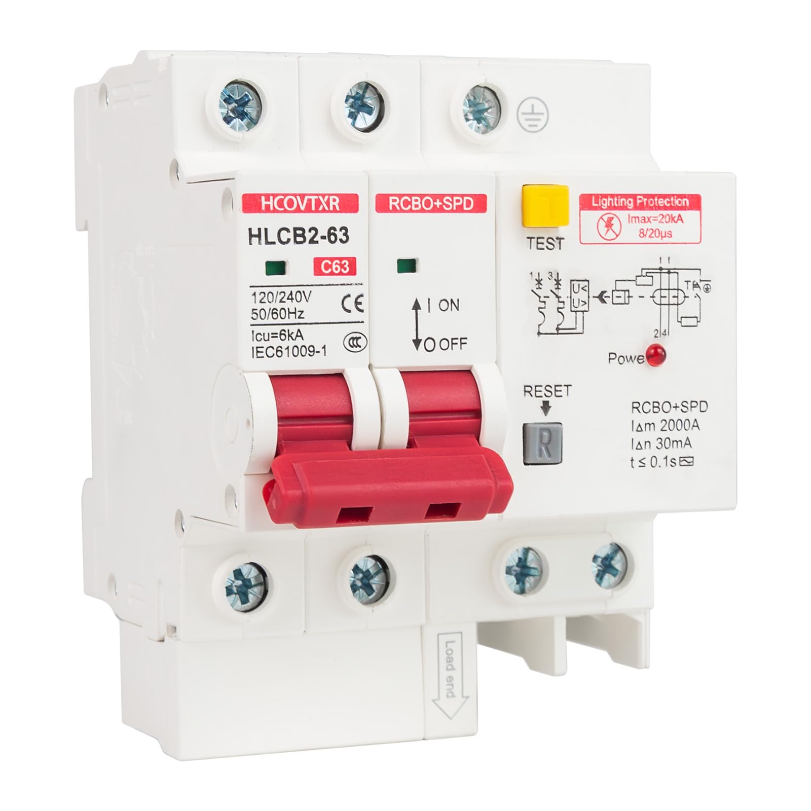120V-240V Circuit Breaker with Leakage Protection,40 Amp RCBO and Surge Protector Breaker,DIN Rail Mount Ground Fault Circuit Breaker for Residential Industrial Outdoor — Amazon image 8