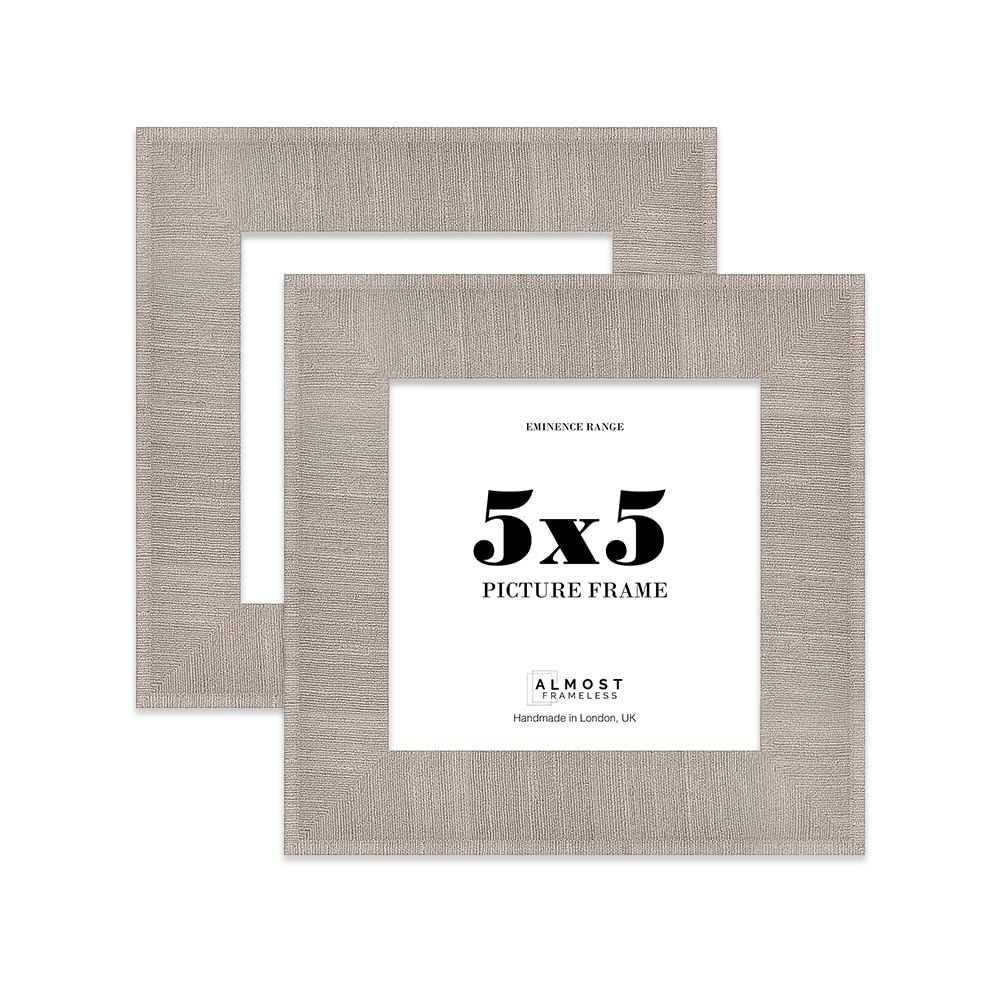 5x5" Grey Picture Frame - Rustic Wood Industrial Effect Photo Frame for Wall Display, Ideal for Posters, Prints & Home Décor, Wall Hooks and Kickstand, 32mm Edge - 2 Pack