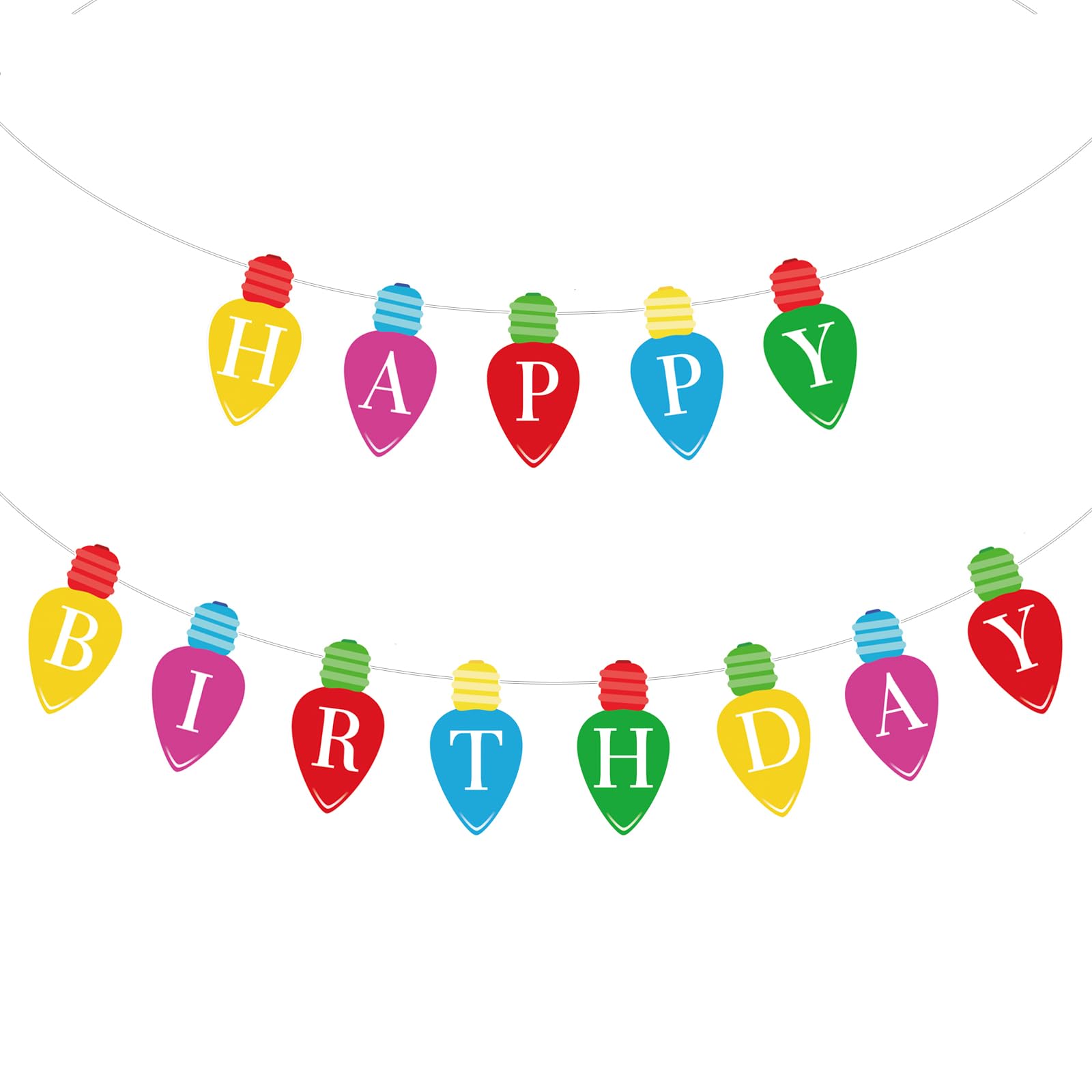 Pre-Strung Christmas Birthday Decorations, Colorful Light Blub Happy Birthday Banner Holiday Hanging Sign Garland Decor for Xmas Party Festive Celebration Photo Backdrop