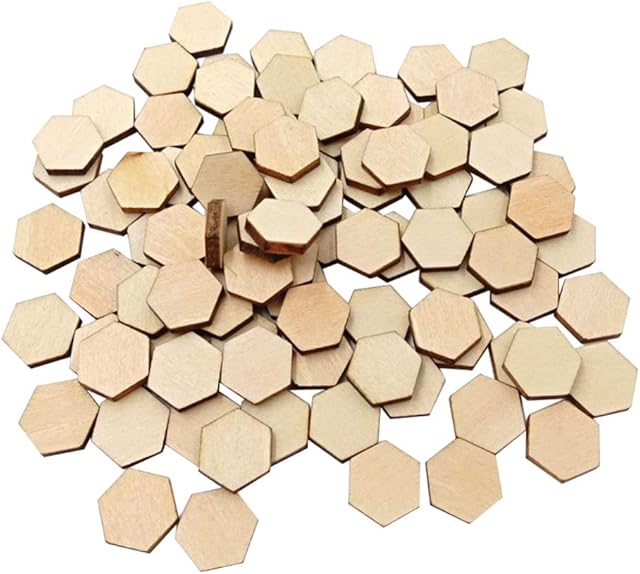 Milisten 200Pcs Unfinished Wood Hexagon Wooden Hexagon Pieces Wood Shape Beech Wood Decoration Wood Craft Supplies