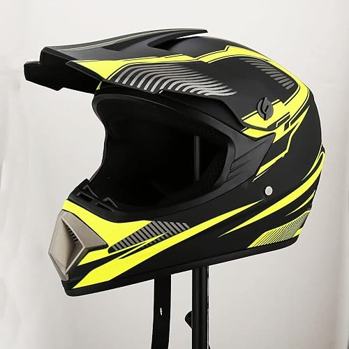 Casco de motocross, casco de motocicleta de cara completa con guantes, máscara para adultos, jóvenes, unisex, aprobado por DOTFMVSS 218