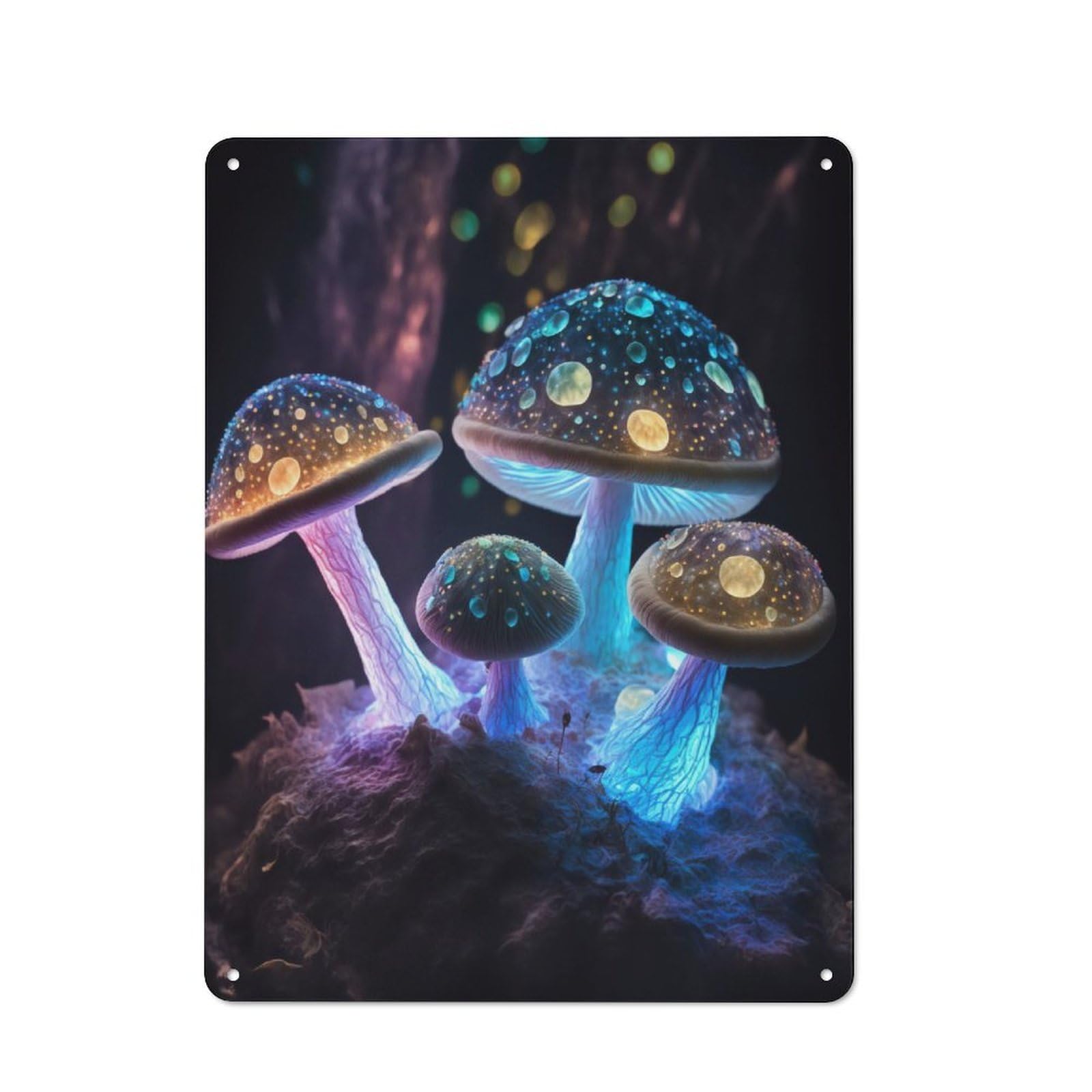 Cosmic Magic Mushroom Rustic Tin Wall Plaque 40x30cm for Studio Or Craft Room, A Christmas Present for Collectors of Rustic Decor