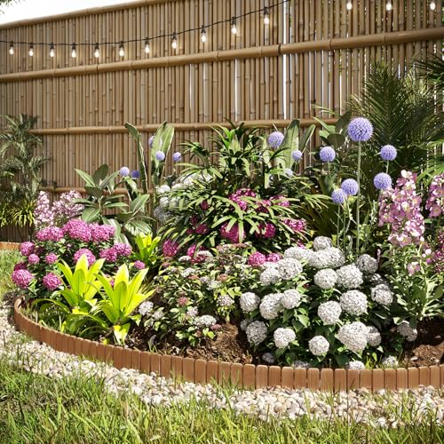 WOLTU Rollborder, Flexibler Holzzaun, Beeteinfassung Beetumrandung Rasenkante Gartenzaun Holz, Deko für Garten Blumenbeet, 203x10 cm, Dunkelbraun