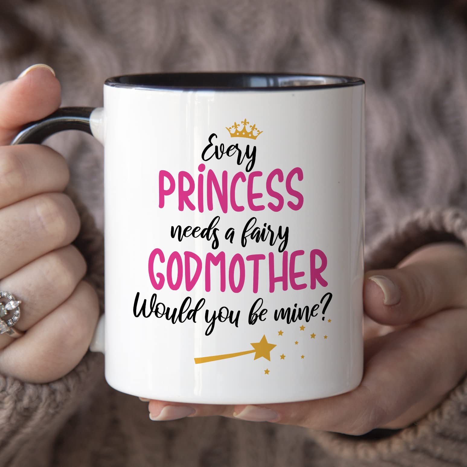 "Will You Be My Godmother?" Proposal Mug - 11 Oz White Ceramic Godparent Gift - View #3