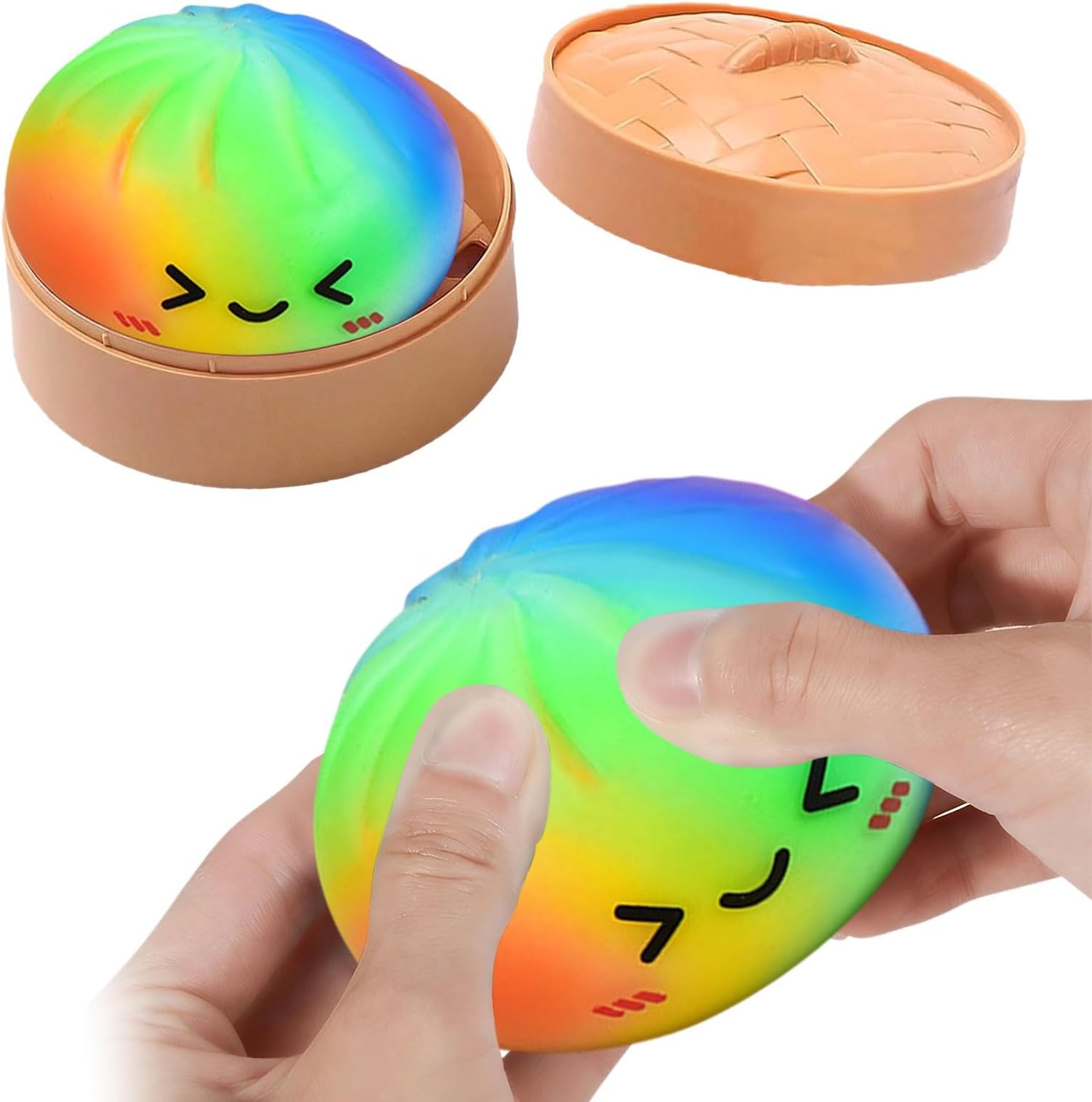 Mystery Dumpling Squishy, Squishy Dumpling Toy Stress Ball with Steamer Box Anxiety Relief Fidget Toy Sensory Toys For Adults & Kids (D-1, 9cm)