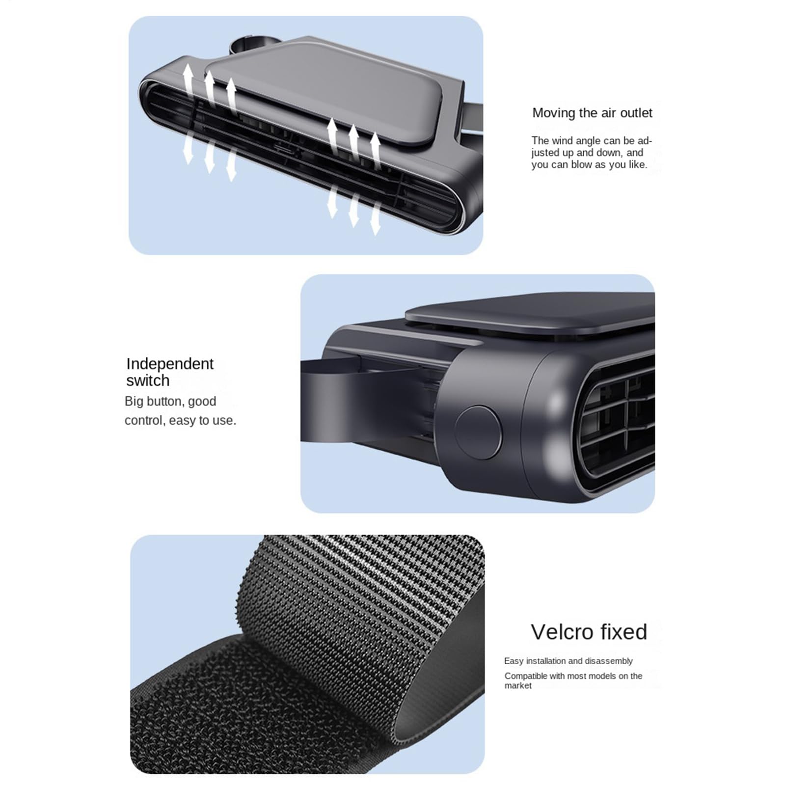 Ventilatore per auto - Raffreddamento 12 V | Circolatore d'aria portatile per cruscotto per SUV, RV, camion, doppia testa girevole a 360°, presa accendisigari