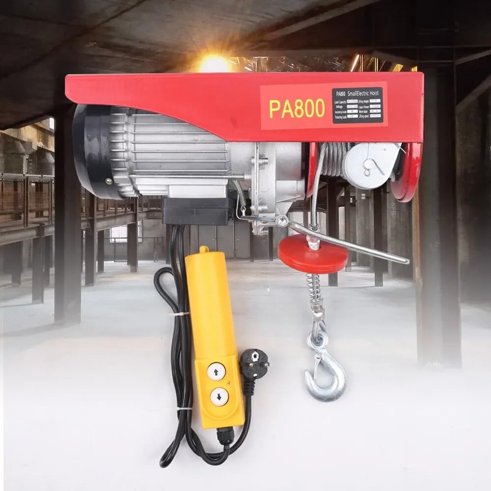Elektro-Seilzug 220V 1300W 400/800KG Elektroseilzug mit Riemenscheibe in Kranwinde Hubhöhe Einfaches Kabel aus legiertem Stahl