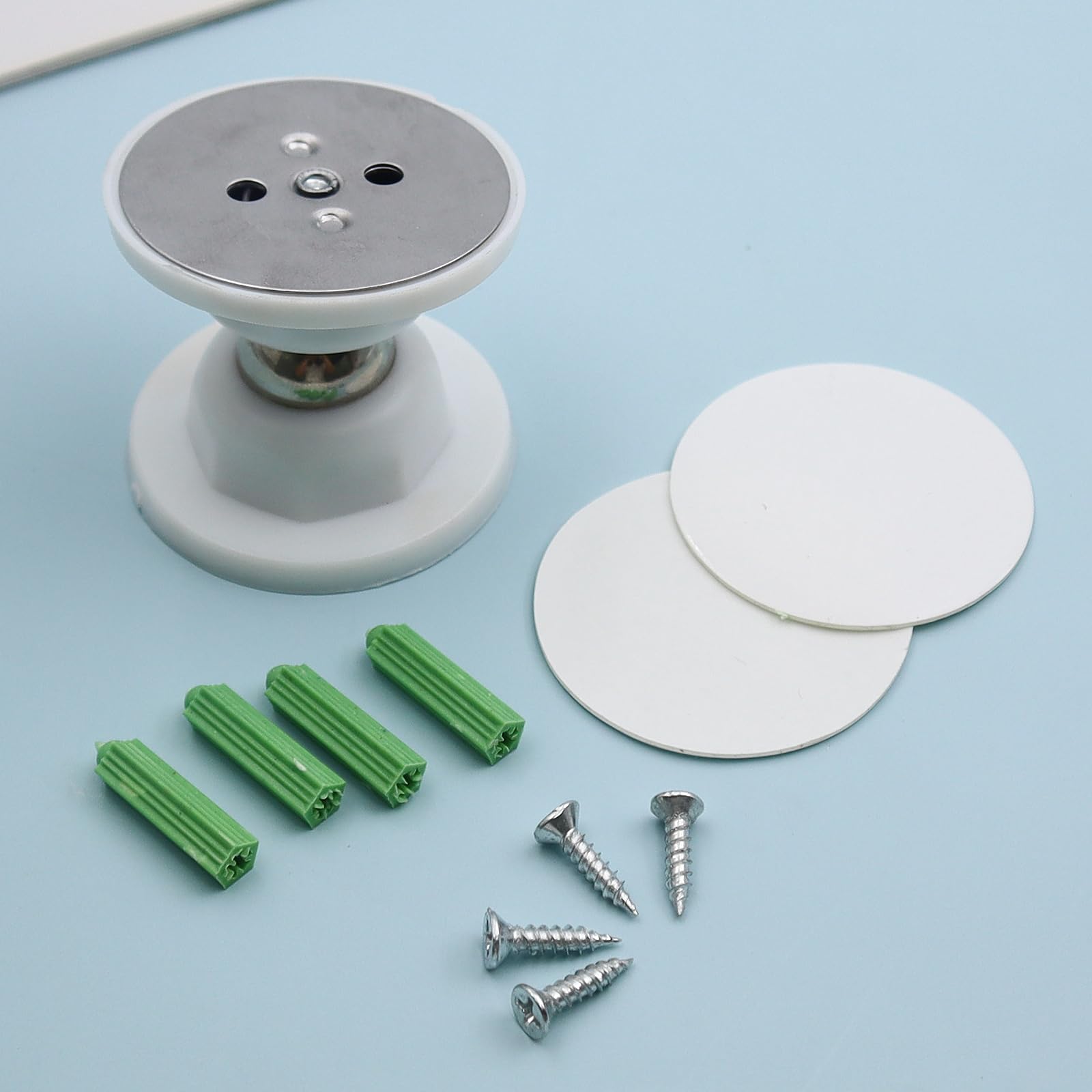 2 Pezzi Fermaporta Magnetico per Camper Bianco Magnetiche Door Holder Ferma Porta da Muro con Viti e Adesivo per Roulotte Barca Auto Scomparti Camper Porta di Sicurezza