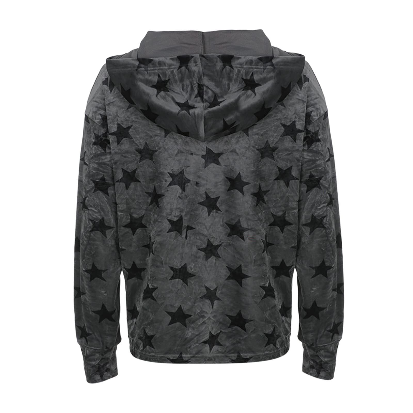 Sexy Outfit Damen Y2k Grunge Star Zip-Up Hoodie Gemütliche Loose Fit Harajuku Streetwear Sweatshirt mit Tasche für Herbst Winter