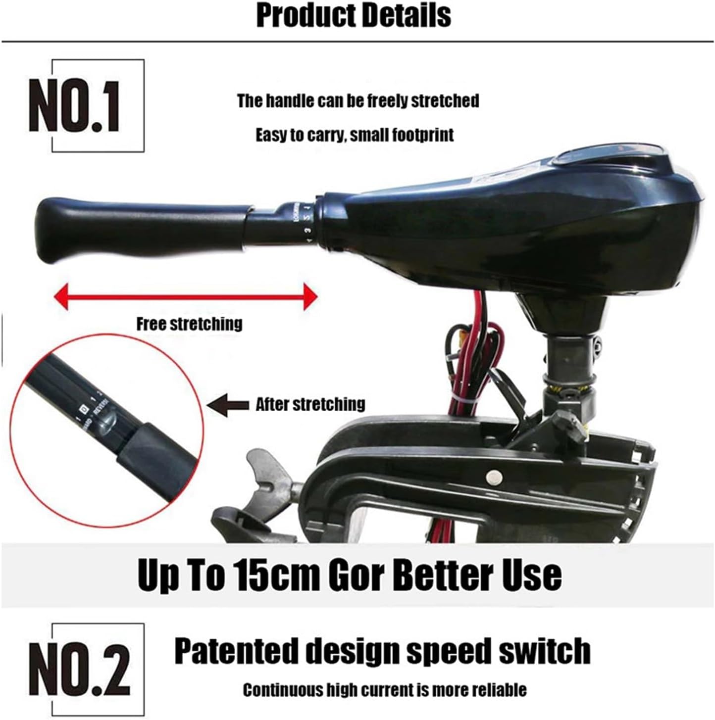 Trolling Motor,Outboard Motor, 12 V Speed Boat Motor， Propeller Electric Trolling Motor ，Outboard Motor， Outboard Boat Engine， for Kayak, Inflatable Fishing Boats
