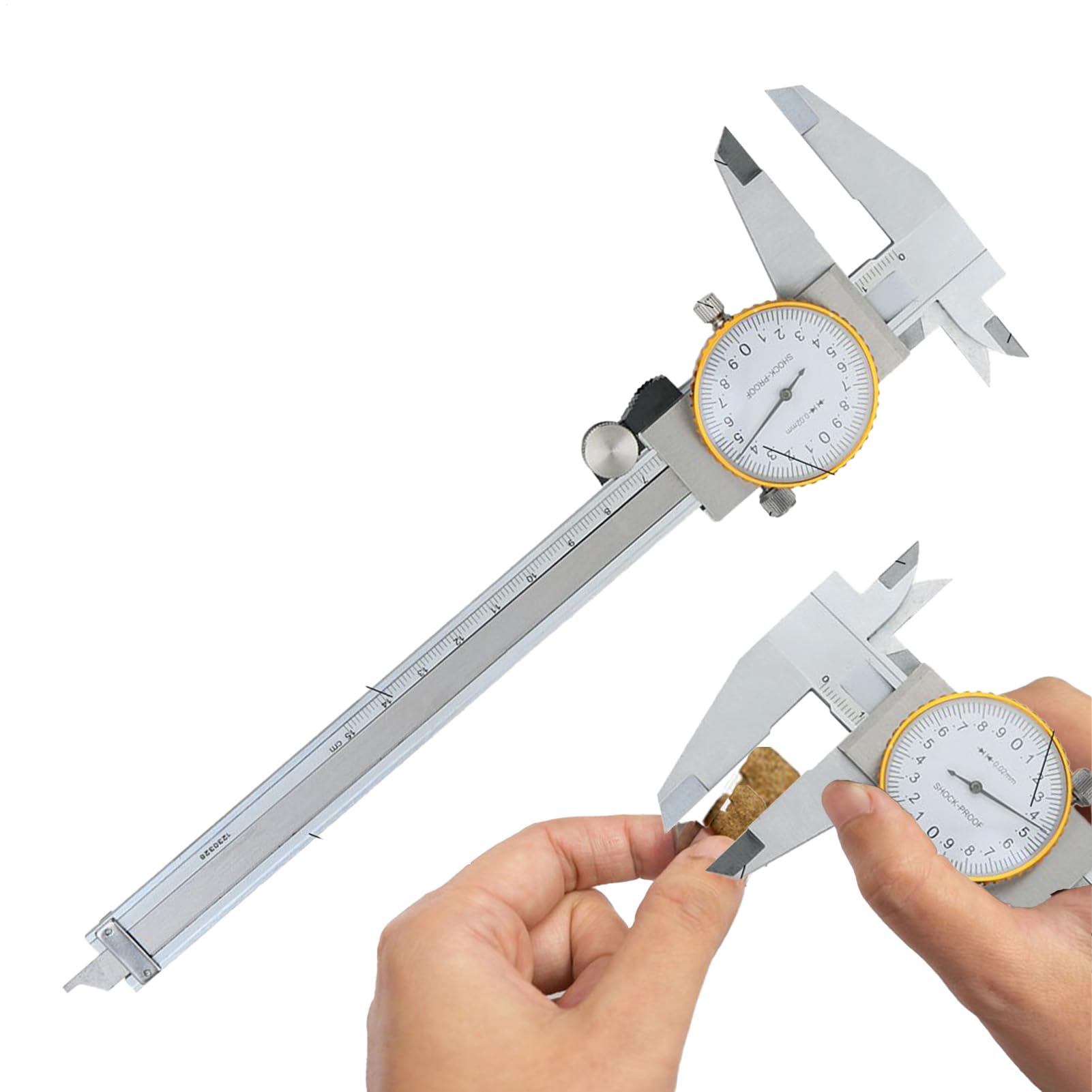 Herramienta de medición para carpintería y carpintería - regla de acero con rango de medición 0-152 mm, herramienta de medición de profundidad con precisión y reloj de 0,02 mm - para medir el grosor