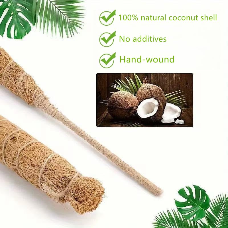 Moss Pole,2 Pack 28 Inch Monstera Plant Support, Upgraded 7mm Aluminum core Moss Poles for Climbing Indoor Plants DIY, Coco Coir Plant Pole Moss Plant Stick Support Stake Kit for Potted Plants Pothos