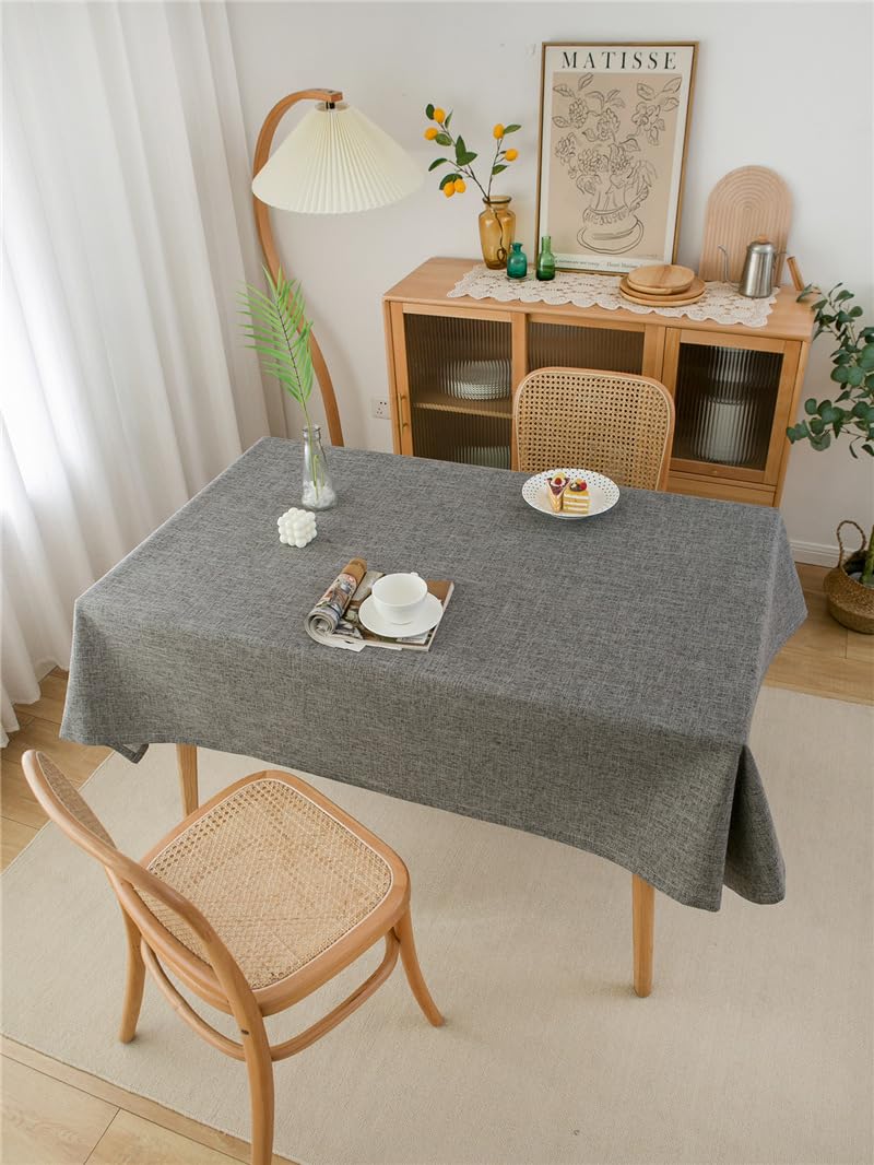 Generico Tovaglie Antimacchia, Tovaglie Rettangolari Antipolvere Tovaglia Grigio Scuro 140X240Cm (55,1X94,5 Pollici) Impermeabile Protezione Da Tavolo In Lino Per Cucina Giardino Esterno