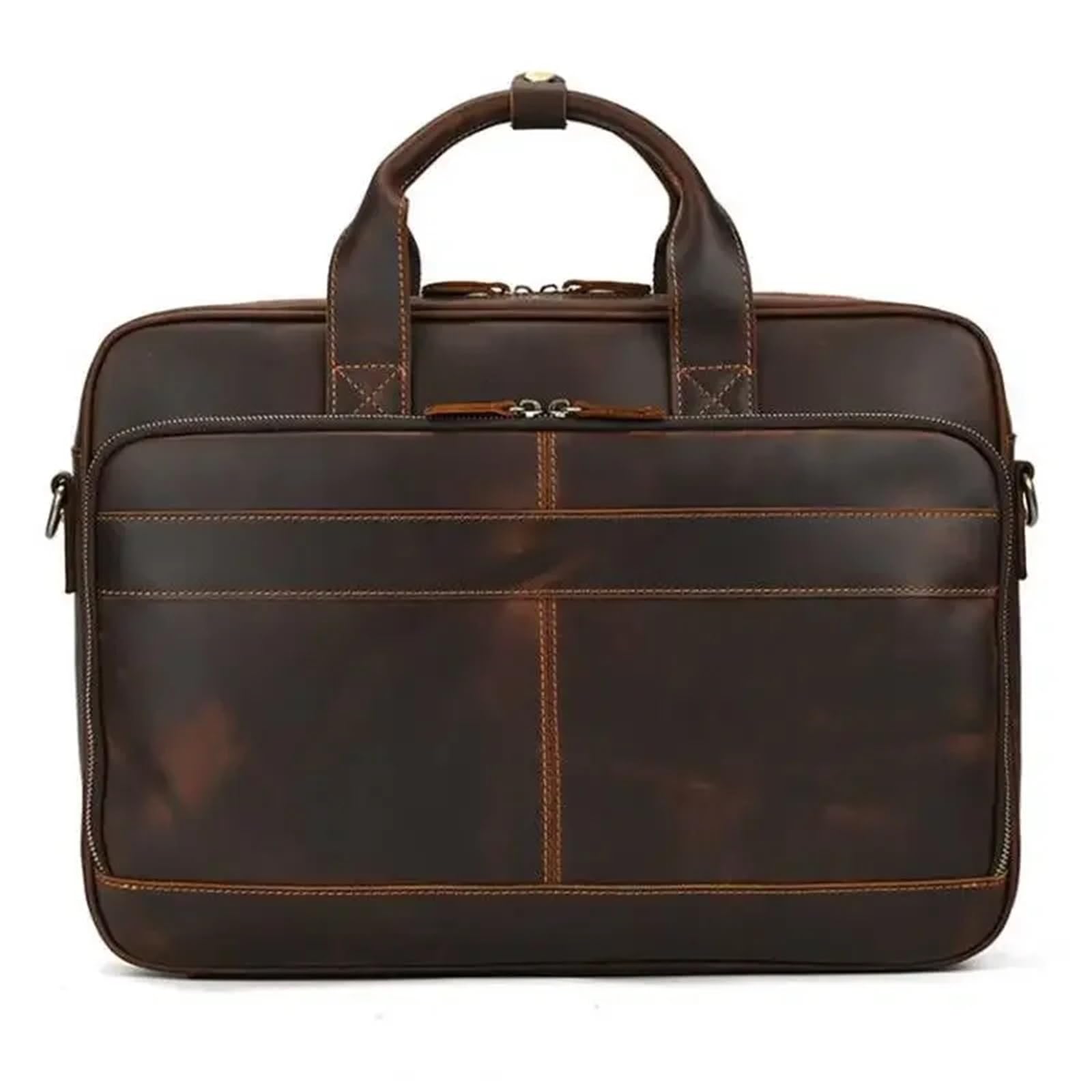 Maletines Bolso de negocios 17,3" piel auténtica for portátil, bolso hombro gran capacidad, maletín trabajo for hombre