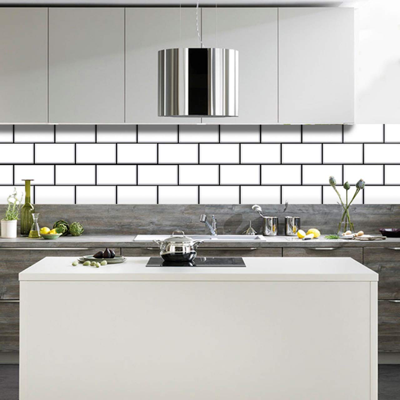 Buy BRICKA White Brick Tile Stickers 6x6 inches Set 20 Units. Premium