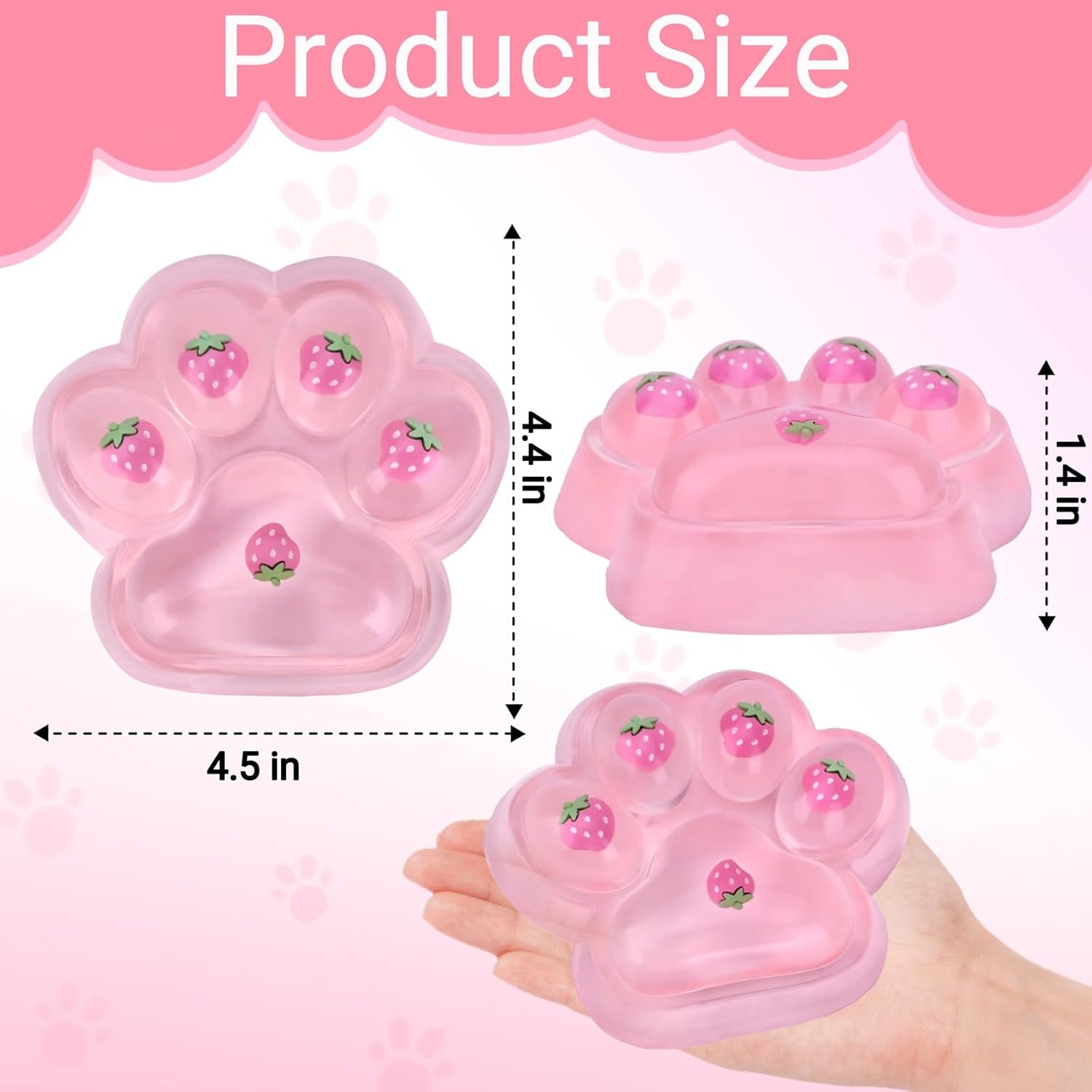 Big Taba Squishy Cat Paw Fidget Toy, Squishies Squeeze Toys for Girls 4-8, Ultra-Soft Sticky Sensory Toy Party Favors for Kids 8-12, Autism Stress Relief (Light Pink)