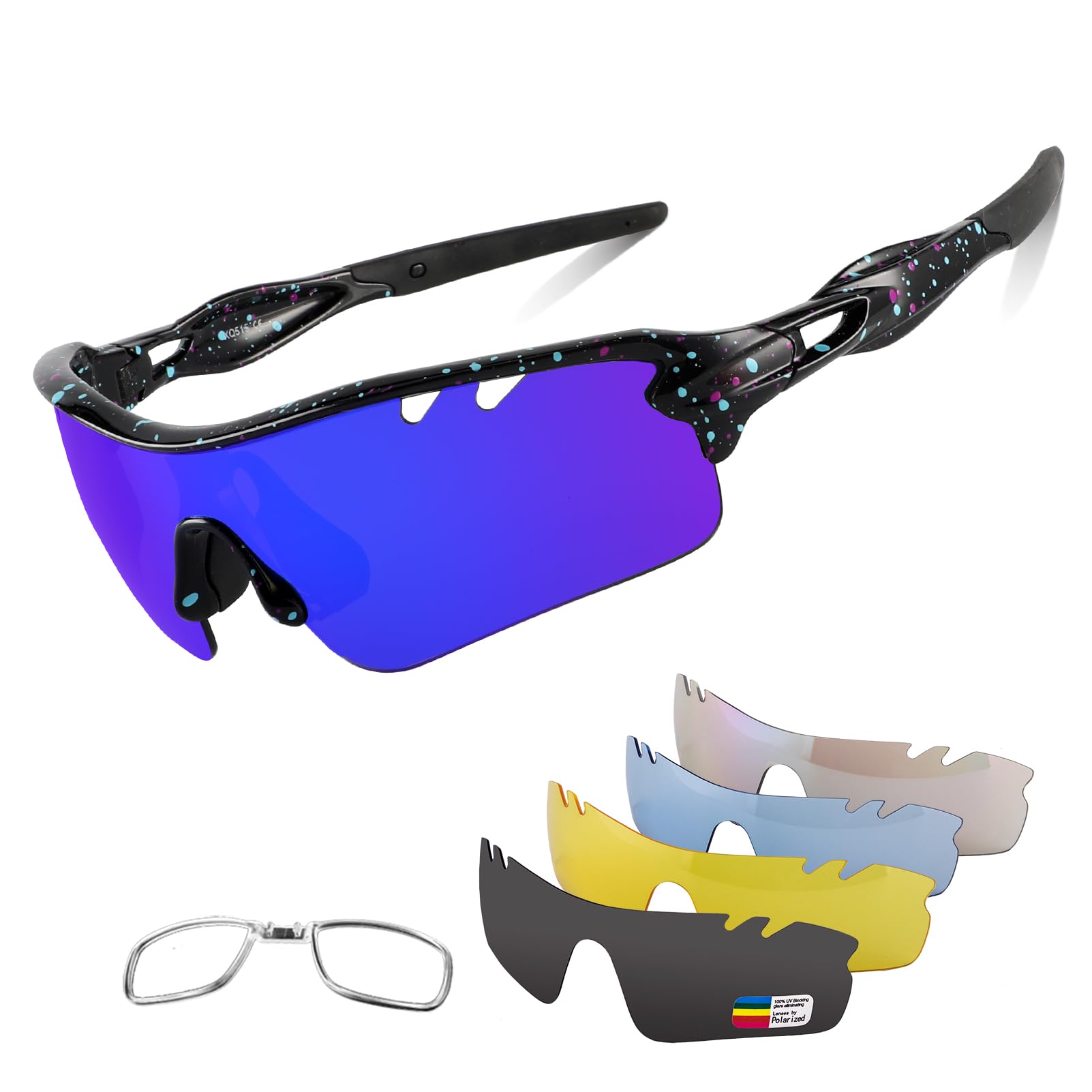 BangLong Polarized UV400 Sports Sunglasses with 5 Lenses for Men Women