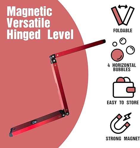 Miniatura 4 de Nivel plegable, herramienta de medición plegable de 3 secciones para varias esquinas, escaleras, medición precisa de múltiples ángulos, aleación de
