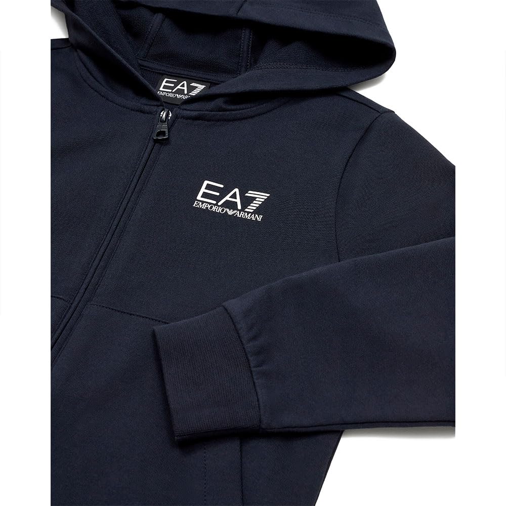 EA7 Emporio Armani Felpa Aperta con Cappuccio da Bambini e Ragazzi Core Identity Boy