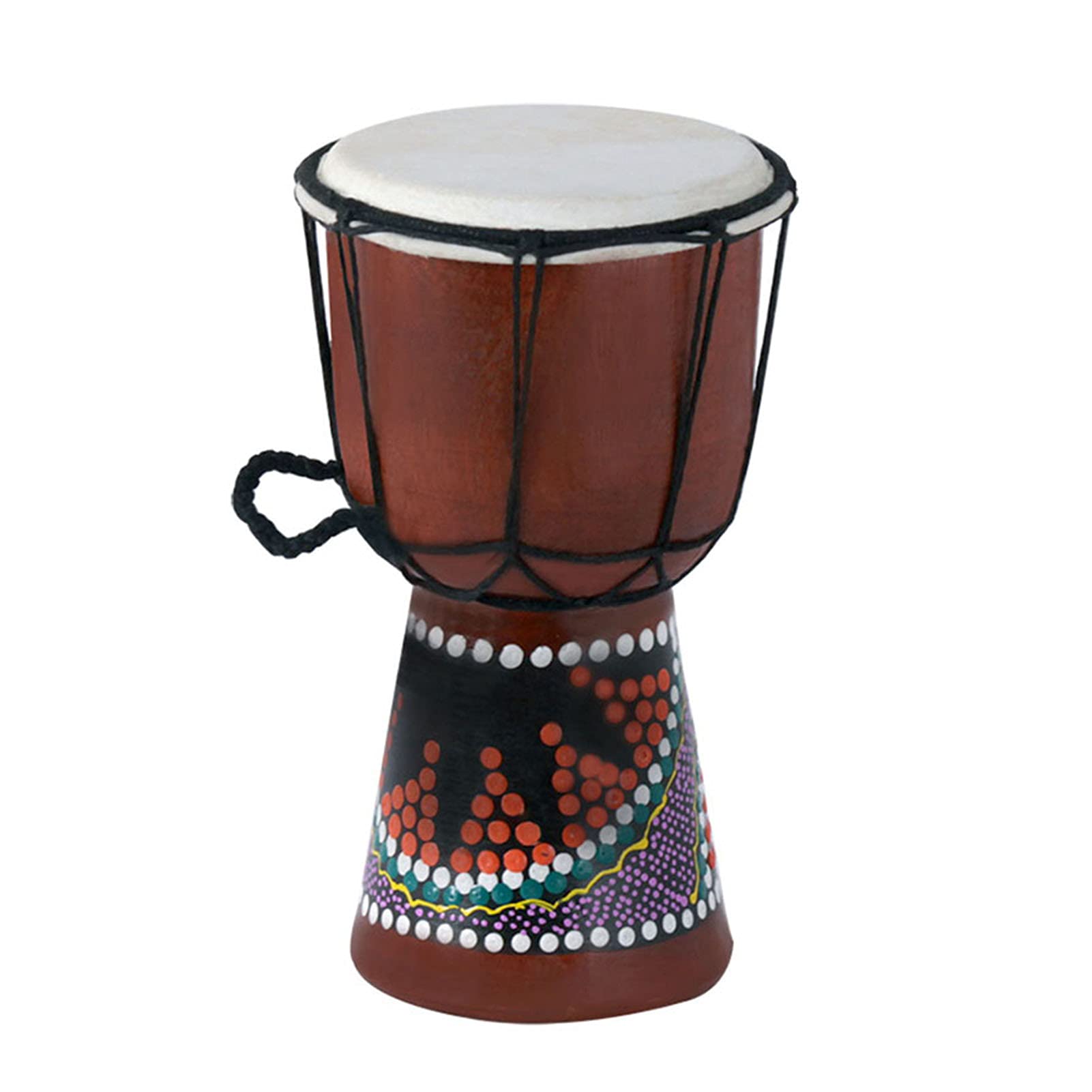 Honeytecs 4 Inch Compact Size Wooden African Drum Djembe Bongo Hand Drum Percussion Musical Instrument with Colorful Pattern (Patterns Random Delivery)