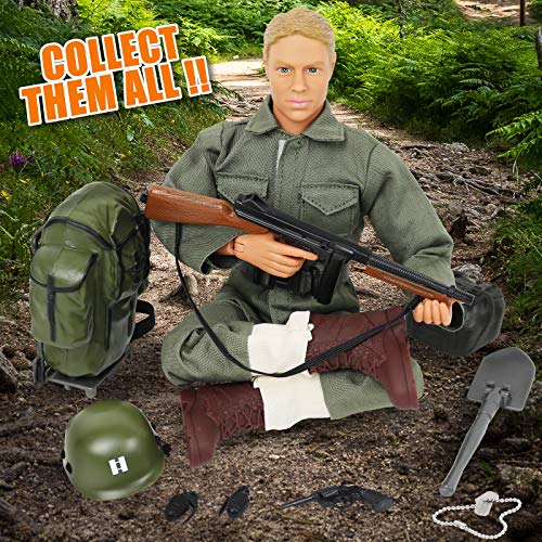 Click N' Play Wwii Allies Army Infantry 12” Action Figure Plat Set, 3 Years With Accessories #TOP2