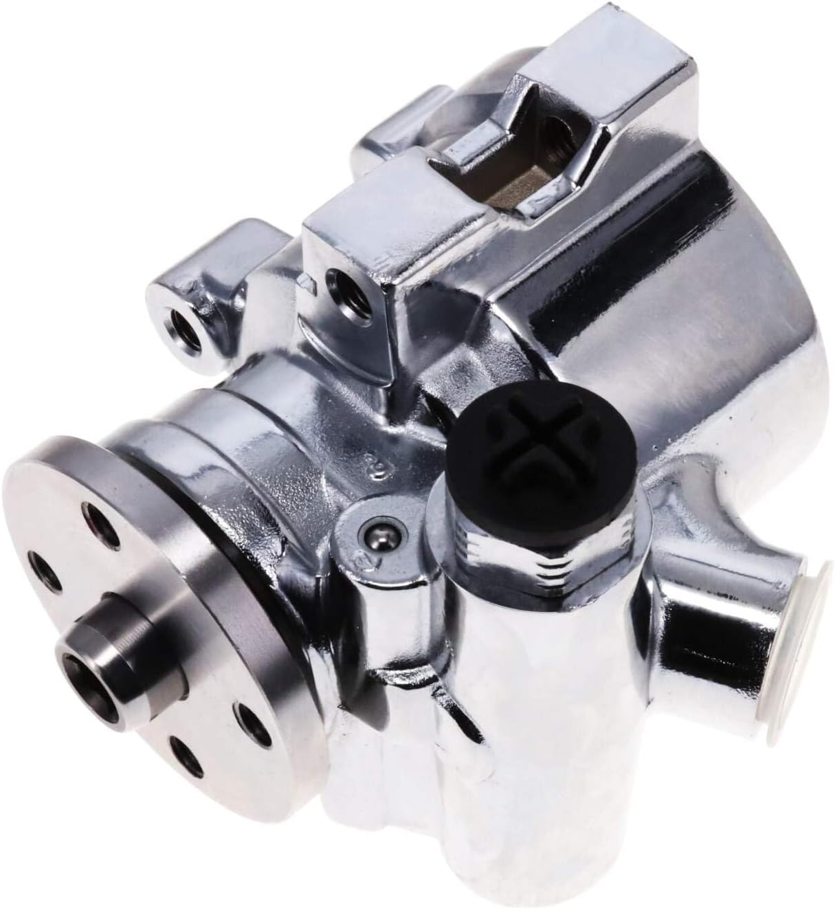 Top Street Performance Type II Style Power Steering Pump for Integral Reservoir with Pulley Hub for GM - Chrome
