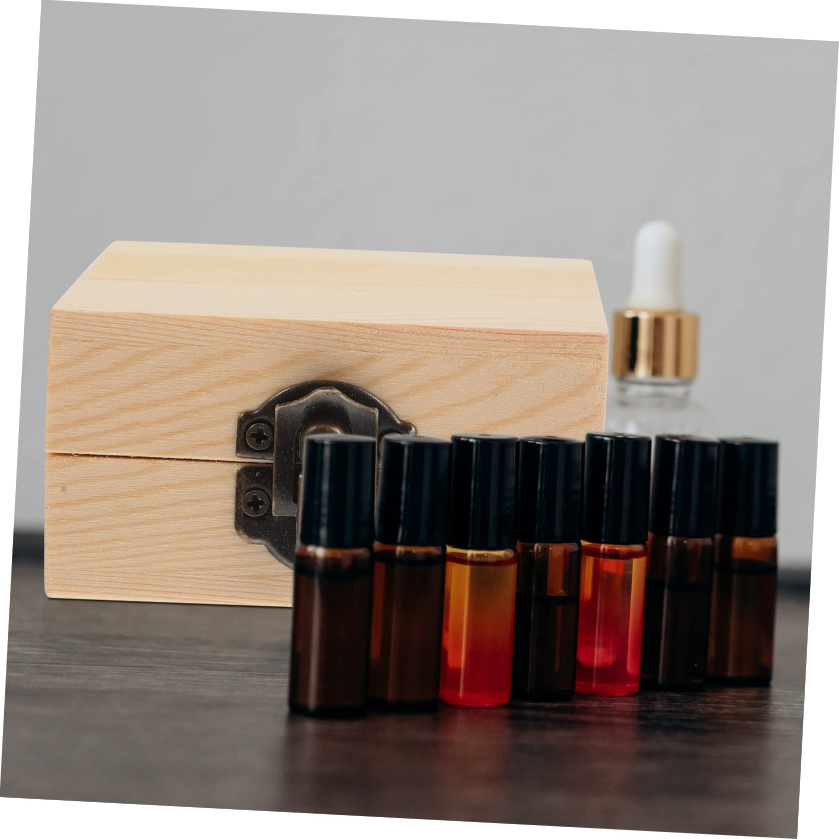 NULYLU Essential Oil Storage Box Wooden Multi-grid Rack Organizer Essential Oil Shelf