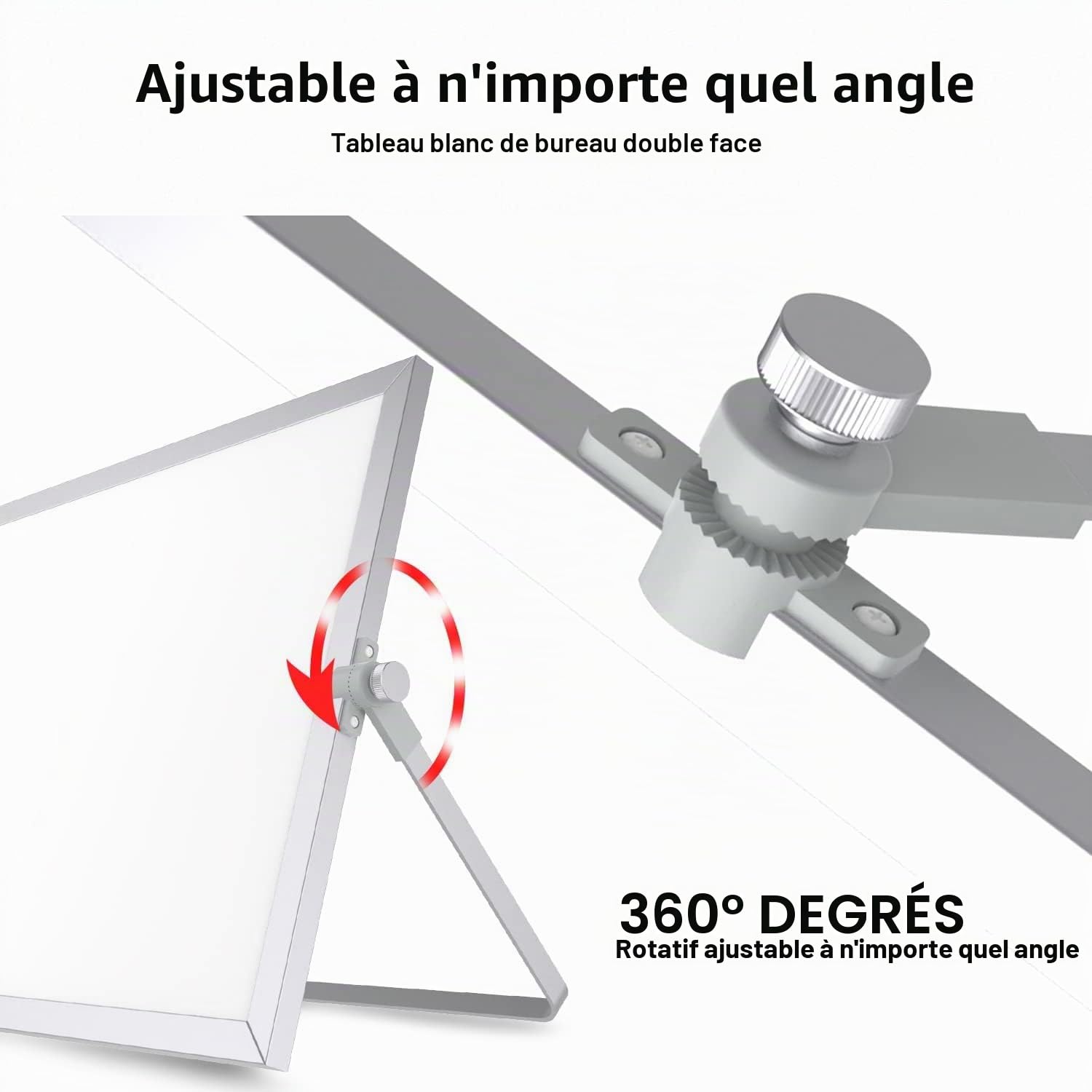 OWill Tableau Blanc Magnétique A3 (30x40cm) avec Cadre Aluminium et Support Ajustable,Petit Tableau de Bureau Double Face pour Télétravail,Cuisine et Mémo,Inclus 8 Marqueurs,Brosse et Aimants